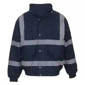 Yoko Mens Hi-Vis Bomber Jacket (XL) (Navy Blue)