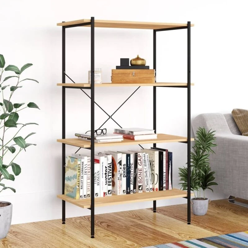 Image of VIDAXL 4-Tier Shelving Unit Black and Oak 80x40x130cm Vidaxl 8720286562987