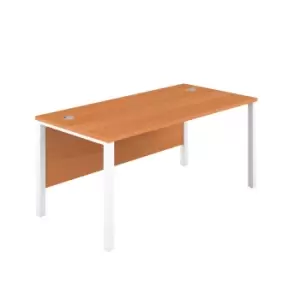 Image of 1400X600 Goal Post Rectangular Desk Beech - White