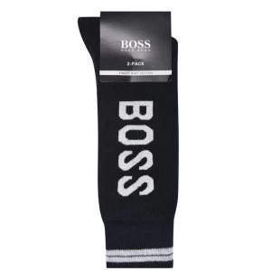 image of Hugo Boss 2 Pack Logo Socks Navy