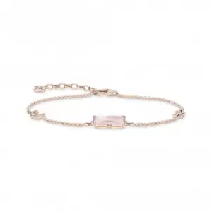 image of Sterling Silver Rose Gold Zirconia Pink Moon & Star Bracelet A1958-417-9-L19V