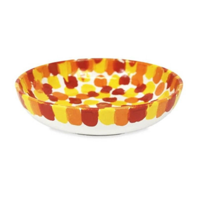 Image of Verano Spanish Ceramics Petalo Hand Painted Ceramic Salad Fruit Bowl 26Cm In Red