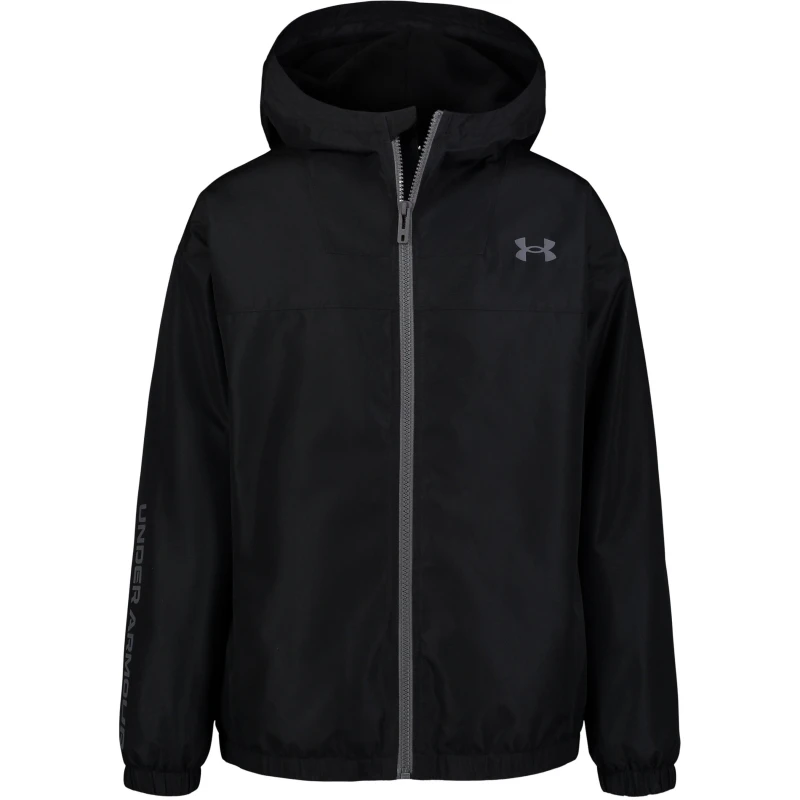 Image of Under Armour Kids Rain Hooded Long Sleeve Rain Anorak Black male 2 - 3 Years