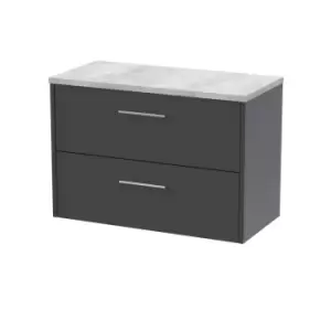 image of Hudson Reed Juno 800mm Wall Hung 2 Drawer Vanity & Bellato Grey Laminate Top - Graphite Grey