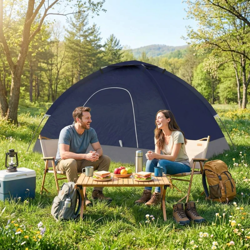 Image of OUTSUNNY 2 Person Camping Tent, Dome Tent with Storage Pocket in Blue Blue Unisex