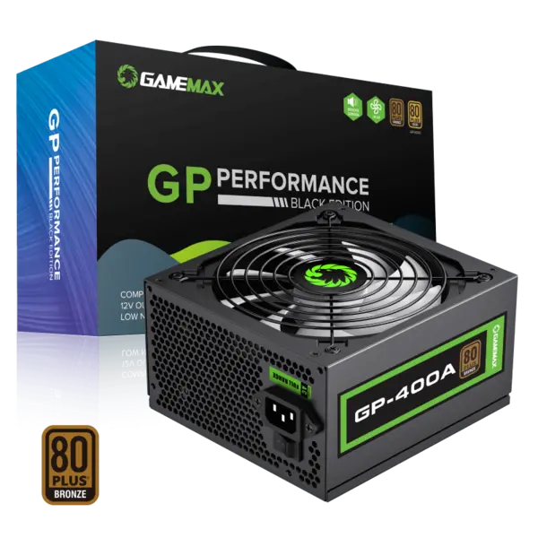 image of GameMax GP-400 V2 ATX PSU 400w APFC 85 Plus 8CM Fan power Supply