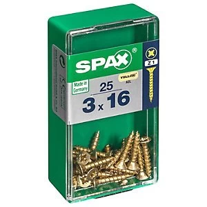 Image of Spax Pz Countersunk Zinc Yellow Screws - 3 X 16mm Pack Of 25