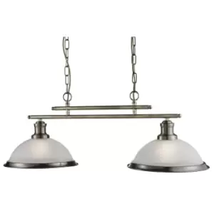 image of Bistro 2 Light Ceiling Pendant Bar Antique Brass, Acid Glass, E27