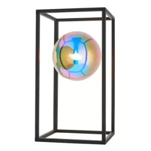 Image of Bologna Complete Table Lamp, Matt Black, Iridescent Glass