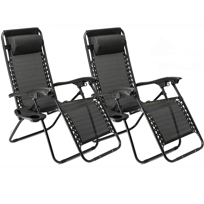 Image of Gr8 Garden Set Of Zero Gravity Reclining Garden Chair Recliner Lounger in Black Unisex