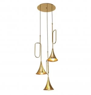 Image of Ceiling Cluster Pendant 3 Light E27, Gold