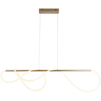Image of Endon Collection Lighting - Endon Attalea Modern Designer Bar Style LED Pendant Light Flexible Silcon Tube Satin Gold Finish