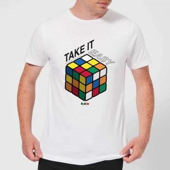 image of Take It Easy Rubik's Cube Mens T-Shirt - White - 3XL