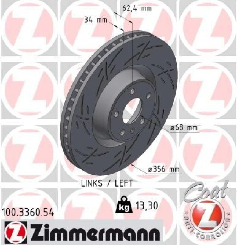 Image of ZIMMERMANN Brake disc ZIMMERMANN 100.3360.54