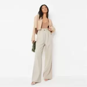 Missguided Paper Bag Waist Wide Leg Trouser - Cream