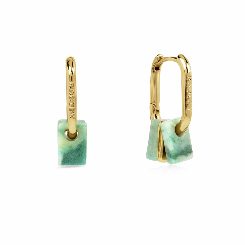Image of Radley 18ct GP Green Charm Huggie Hoop Earrings