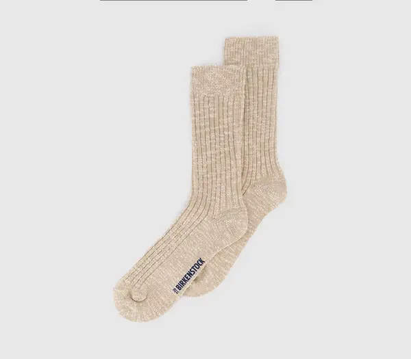 Image of Birkenstock Cotton Slub Socks W Beige White Natural, 3.5-5