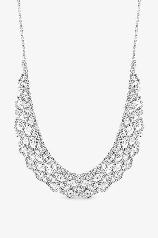 Image of Jon Richard Womens Rhodium Plated & Crystal Statement Collar Necklace in Silver Silver Female One Size
