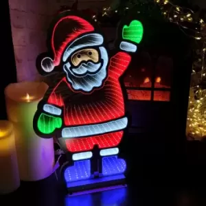 image of 56cm LED Infinity Christmas Light Standing Santa Decoration with Metal Base