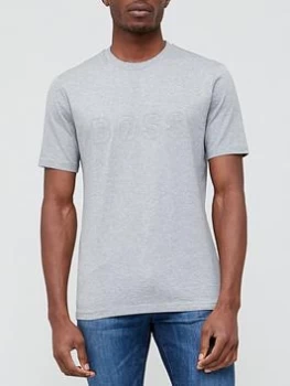 Image of Hugo Boss Tiburt Large Logo T-Shirt Silver Size 2XL Men