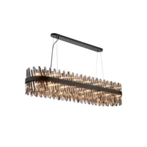 Image of Lysander 36 Light G9, Ceiling Pendant Oblong, Satin Black, Smoke Item Weight: 33.98kg