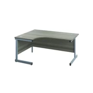 image of Jemini Radial Left Hand Cantilever Desk 1800x1200x730mm Grey Oak/Silver KF801970