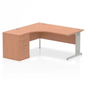 Image of Impulse 1600 Left Hand Wire Managed Workstation 600 Pedestal Bundle Beech