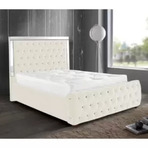 image of Elegance Mirrored Bed Super King Plush Velvet Cream