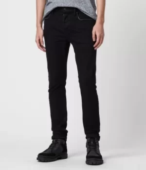 Image of AllSaints Mens Cotton Cigarette Skinny Jeans, Black, Size: 34