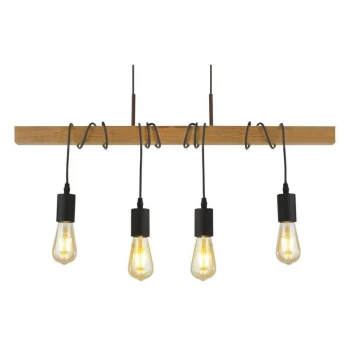 image of Searchlight Lighting - Searchlight Woody 4 Light Pendant, Black And Ash Wood