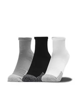 image of Under Armour Training Heatgear Quarter 3pk Socks - Grey, Size L, Men