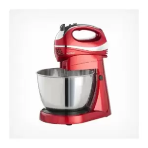 image of 2 in 1 Twin Hand & Stand Mixer - 300W Electric, Multifunctional, Red Mixer with 5 Speeds & Turbo Button, 3.5L Bowl & Removable, Dishwasher Safe