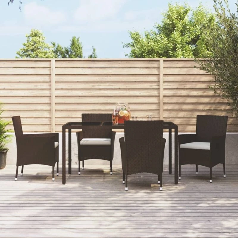 Image of VIDAXL Garden Chairs with Cushions 4 pcs Brown Poly Rattan Vidaxl 8720845727321
