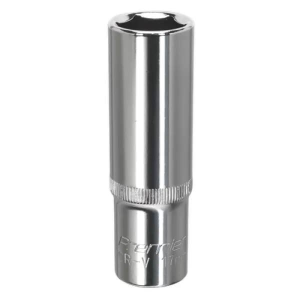 Image of Genuine SEALEY SP1217D WallDrive® Socket 17mm Deep 1/2Sq Drive Fully Polished
