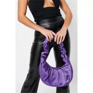 Image of I Saw It First Purple Satin Ruched Handle Grab Bag - Purple