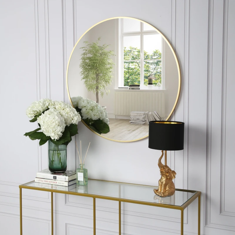 Image of Home Garden Direct Pandora - Round Wall Mirror - 80x80cm in Gold Gold Unisex 80x80 cm