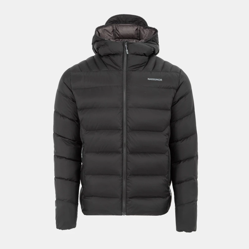 Image of Karrimor Mens Alpiniste Wind Resistant Duck Down Hooded Down Jacket Black male S