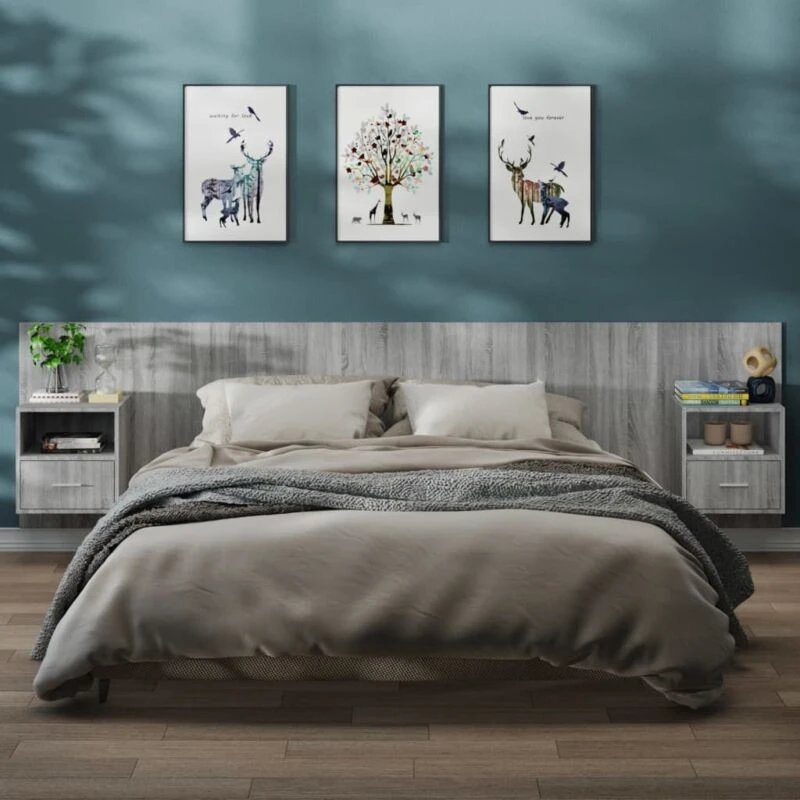 Image of VIDAXL Wall-mounted Bedside Cabinets 2 pcs Grey Sonoma Vidaxl 8720286967652