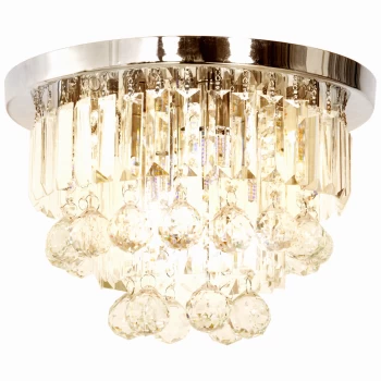Image of HOMCOM Round Crystal Lamp Chandelier Ceiling Mount Fixture For Living Room Dining Room Hallway Modern (7 Light), Ф35 x 24cm AOSOM UK