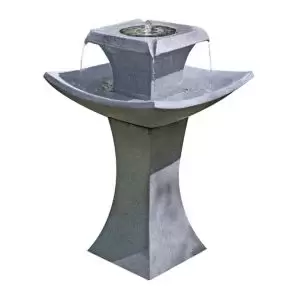 image of Solar-Powered Pedestal Water Feature (H)66Cm Grey