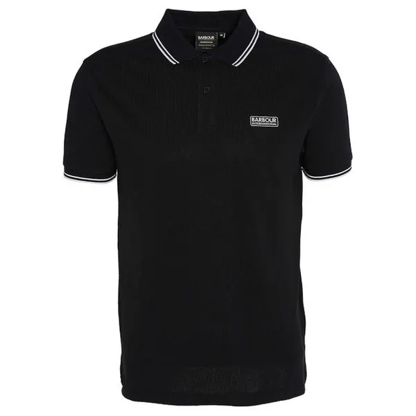 image of Barbour International Evan Cotton Tipped Polo Shirt - M Black Tops male MML1399BK72 M