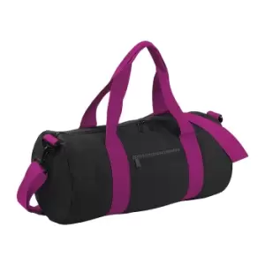 Image of Bagbase Plain Varsity Barrel / Duffle Bag (20 Litres) (One Size) (Black/Fuchia)