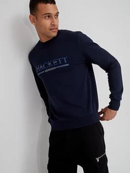 Image of Hackett Large Logo Sweatshirt - Navy, Size 2XL, Men