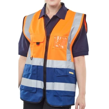 Image of Two Tone Executive Waistcoat Orange/Navy - Size S