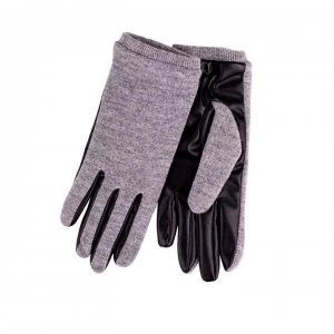 image of Isotoner Knit PU Gloves - Grey