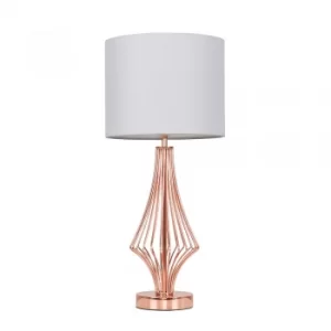 Image of Jaspa Copper Table Lamp with Cool Grey Reni Shade
