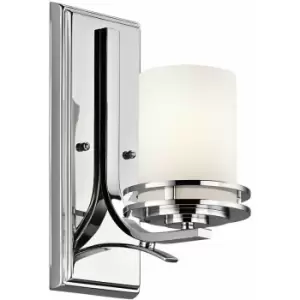 image of Loops - IP44 Wall Light Satin Edged Cased Opal Glass Curved Polished Chrome LED G9 3.5W