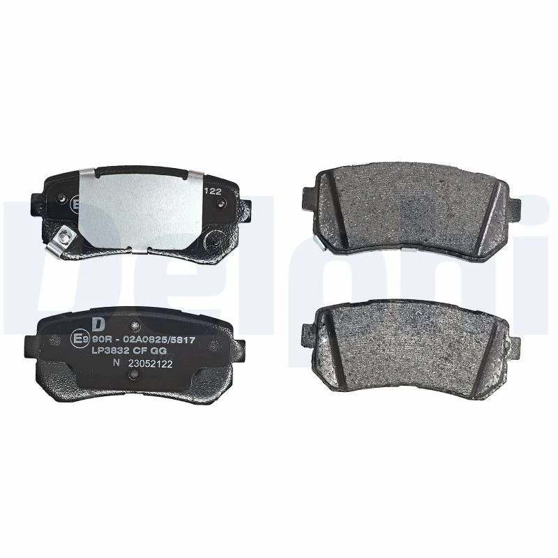 Image of DELPHI LP3832 Brake pad set with acoustic wear warning, without accessories, with anti-squeak plate Brake Pad Set,disc brake (402)