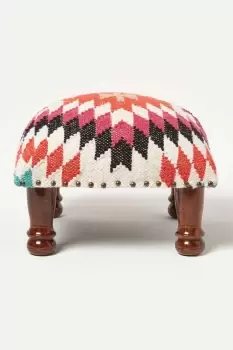 image of Handwoven Kilim Footstool 40 x 40 cm