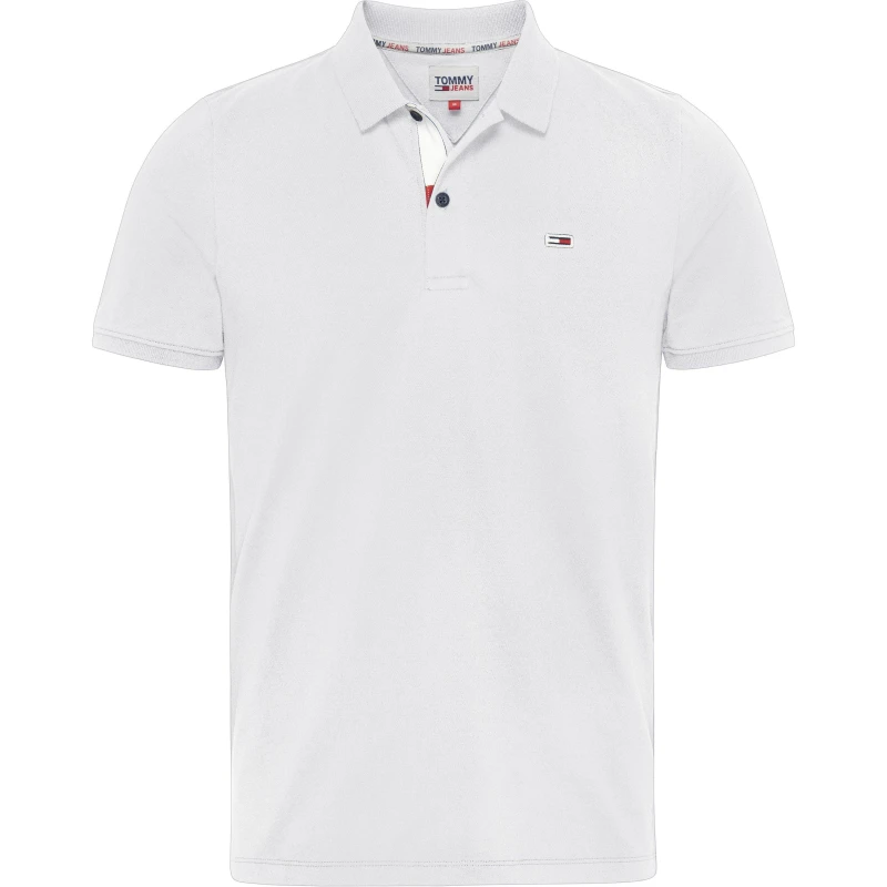 Image of Tommy Jeans Mens Slim Short-Sleeve Polo Shirt White male S